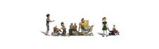 HO Scenic Accents Dog Wash (4 Figures, 2 Dogs & Acc)
