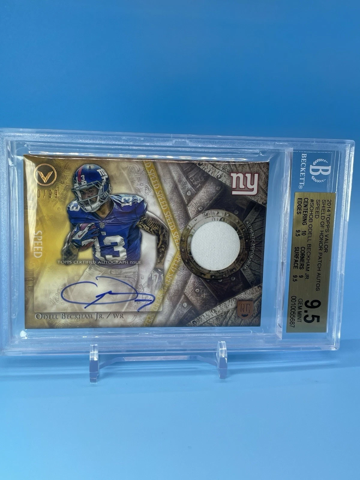 Odell Beckham Jr. Topps Valor Shield of Honor Autograph Patch #SOHOB Speed