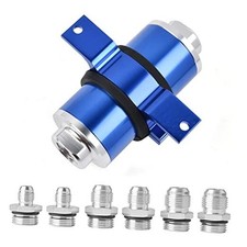 30 Micron Inline Fuel Filter with 6AN 8AN 10AN Adapter Bracket Clamp 60MM