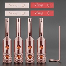Conector de cable de altavoz enchufe banana de cobre rojo puro de alta gama Viborg VB401 4 piezas