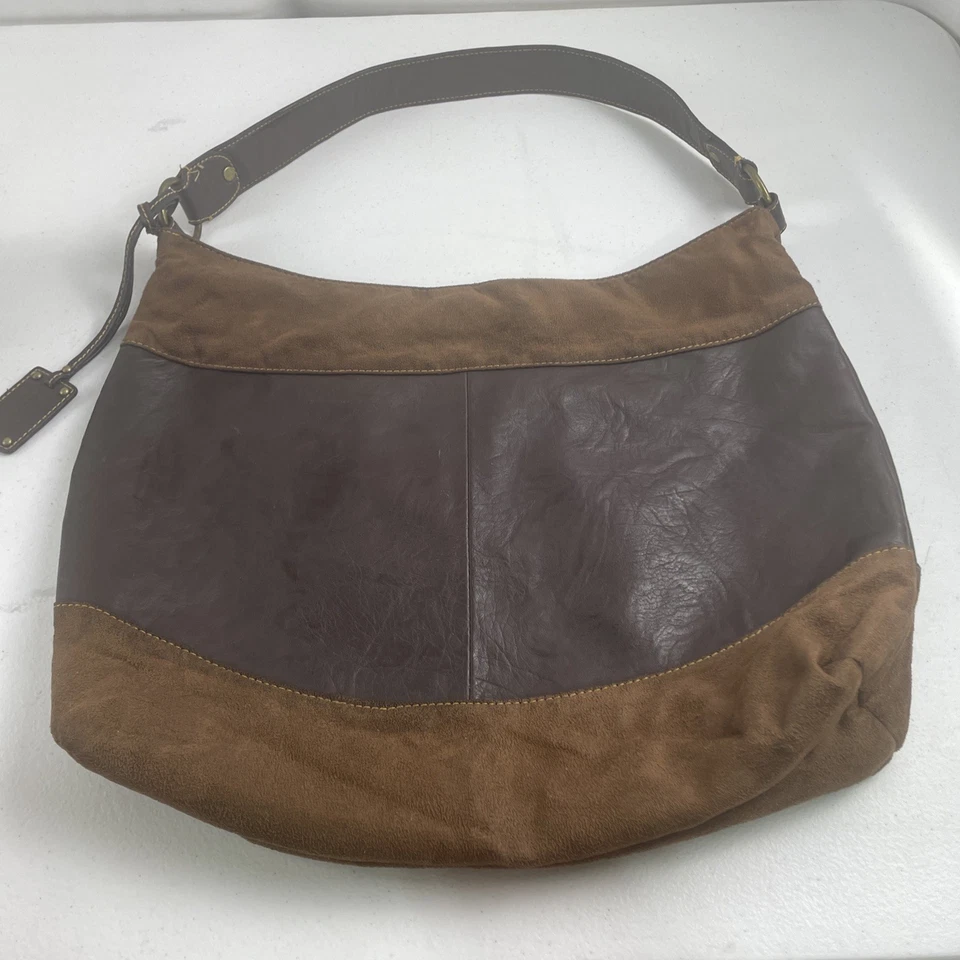 Liz & Co Y2k Marrón Imitación Cuero Hobo Bolso de Mano Cartera Vintage Gamuza Cartera Foto 3 de 4