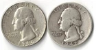 Lot of 2 Washington quarters. 90% Silver - 1942&1964  [63A]
