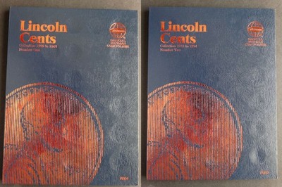 Set of 2 Whitman Lincoln Cents Penny Coin Folders 1909-1974 Number 1-2 Book