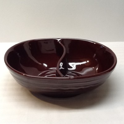 Vintage ''Colorado Brown''  Mar-Crest Daisy Dot Stoneware Divided Vegetable Dish