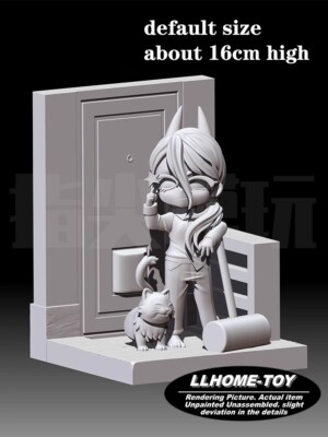 Anime DJ Power Wear glasses hot lovely girl Statue Resin 3D Print GK Kit Figure