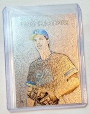 Tarjeta coleccionable Tino Martínez platinada firmada por artista Williamsport Bills 1/1