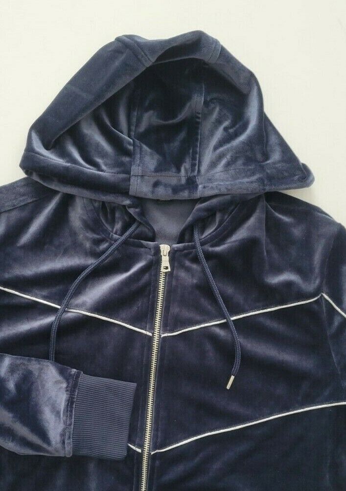 INC International Concepts Mens Blue Velour Hooded Full Zip Track Jacket |  eBay