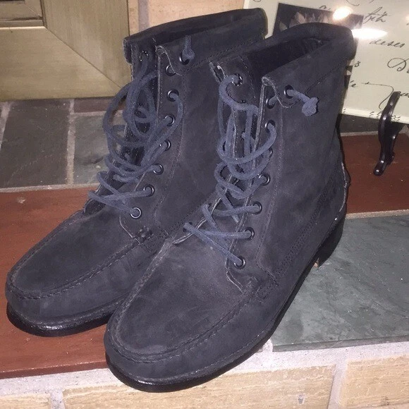 Bota Feminina Sebago Kowloon Couro Tornozelo Listra Preta Amarela Tamanho 9 - Imagem 2 de 4