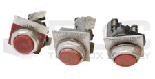 LOT OF 3 ALLEN BRADLEY 800T-B... /T PUSH BUTTON RED W/ 800T-XA /D CONTACT BLOCK