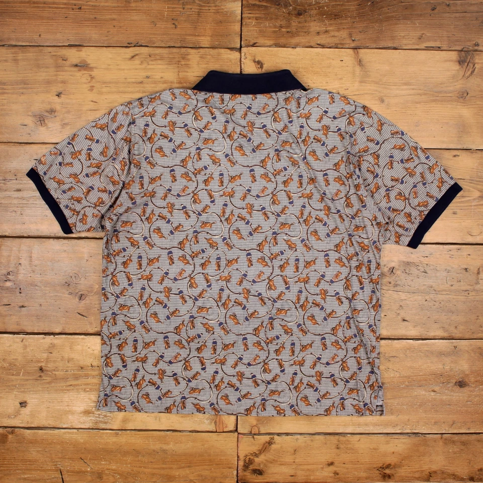 Camiseta Polo Vintage Puntada Única 2XL Años 90 Nick Laus Golf Camiseta Azul Foto 2 de 4