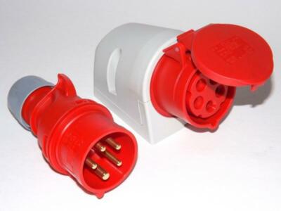 16A CEE Stecker + Wandsteckdose IP44 5-polig 16 A Set 5p PCE 015-6 + 115-6