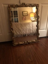 Vintage Carolina Mirror Company Fancy Gilt French Rococo Mirror 33”x 25” Ex Cond