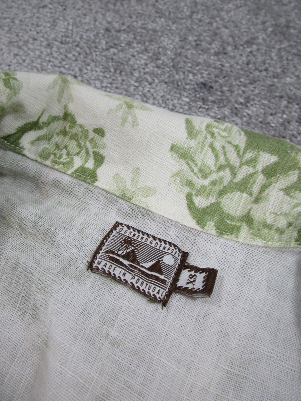 Desmond & Dempsey Sleep Shirt Top Womens Xs Green White Linen Button Pajama