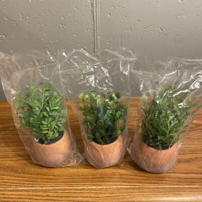 Artificial 8'' Tall Greenery Arrangement House Plants in Pots- Round Set of 3