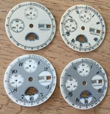 4pc Watch dial for ETA Valjoux 7758 swiss made 1970s - moonphase - NOS - 