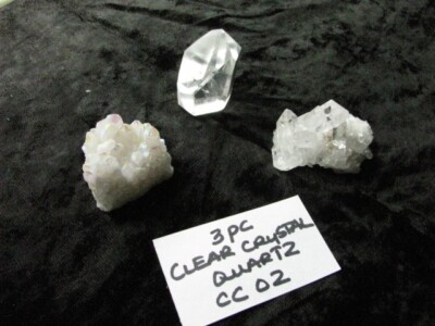 Lot of 3/CC02- NATURAL CLEAR CRYSTAL QUARTZ POINT cluster angel aura tower wand