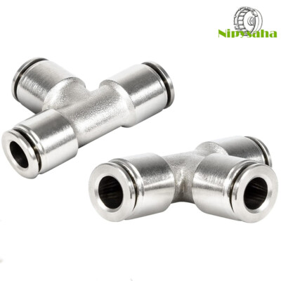 21838 Air Line T-Fittings Union Tee 1/4'' Coupler Push-To-Connect Fitting 2PCS