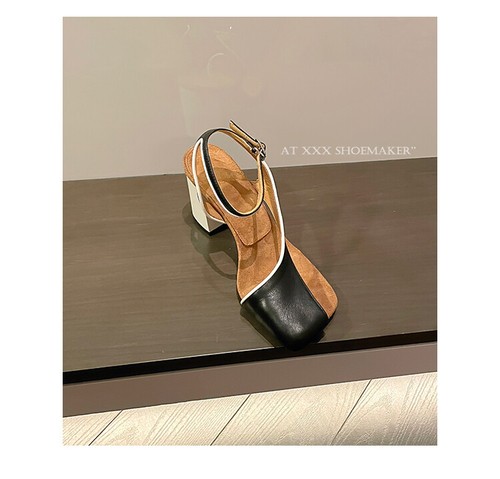 DVN Silver Genuine Leather High-heeled Sandals for Women Thick Heels - Picture 17 of 21