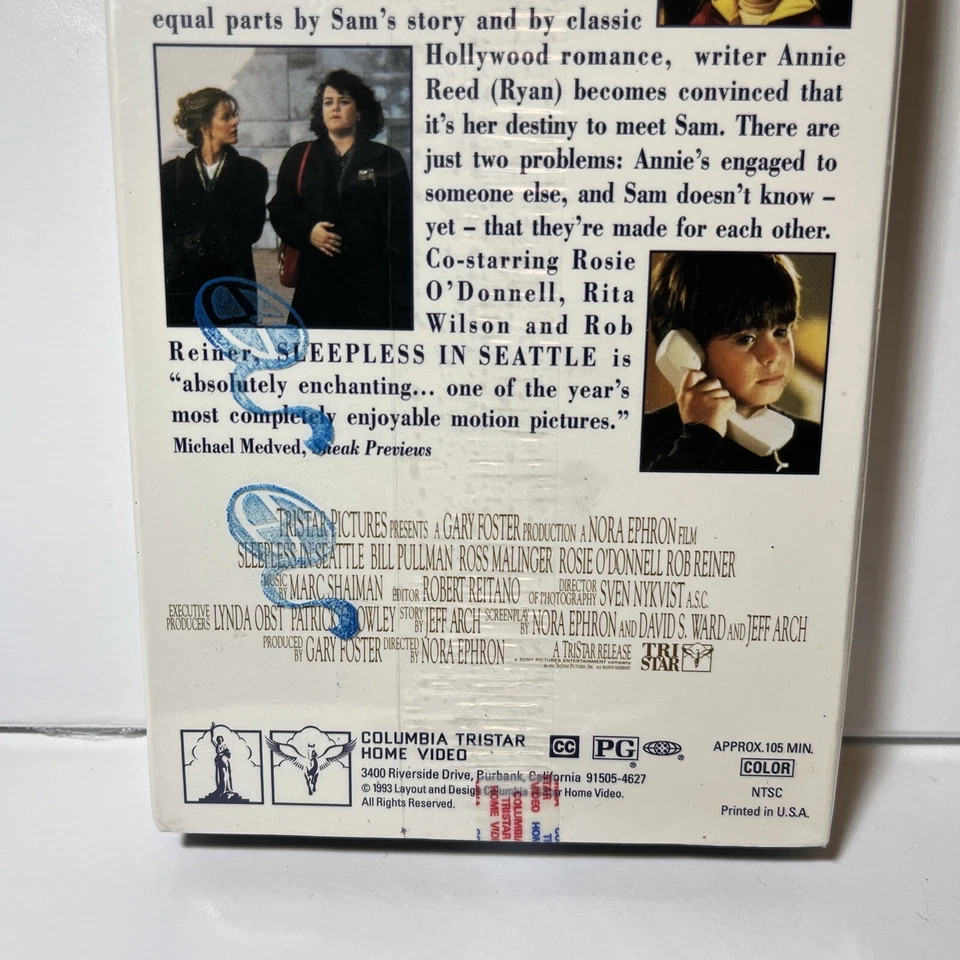 Sleepless In Seattle VHS Tape 1993 Original 1st Run Factory Sealed & Watermarked - Image 3 of 4