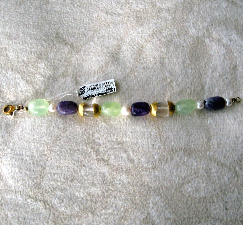 Sehr schönes Edelstein Armband mit Süßwasserzuchtperlen. Neu mit Etikett - Bild 4 von 4