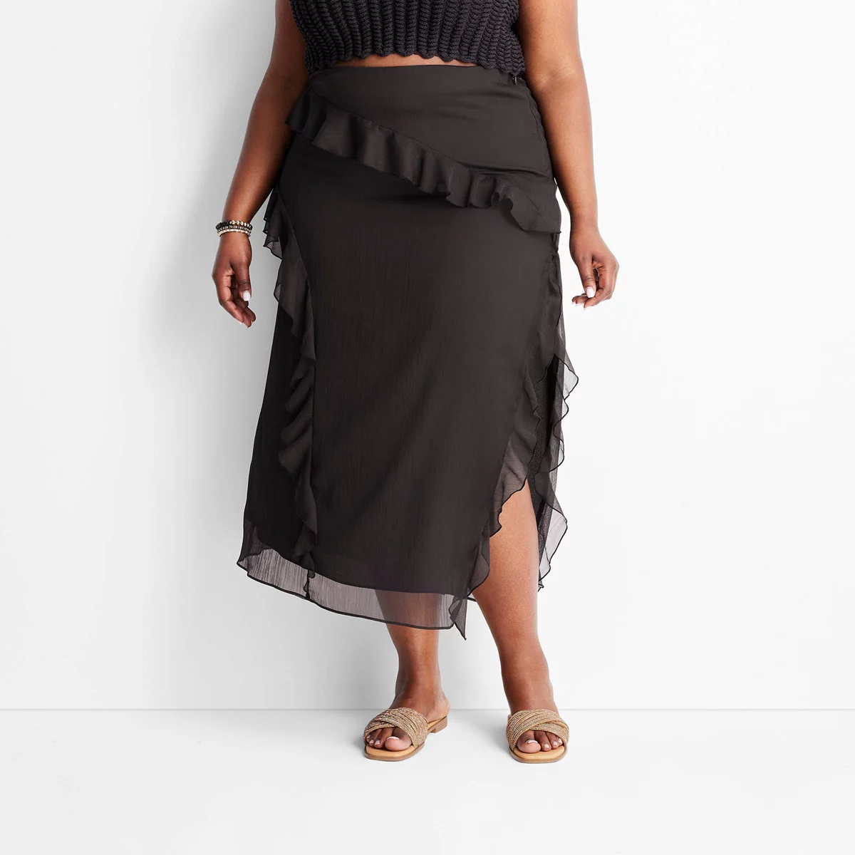 Women's Asymmetrical Ruffle Maxi Skirt Future Collective