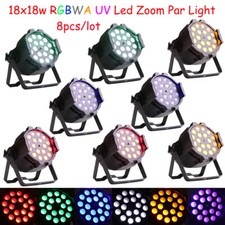 8pcs New Version Led Zoom Par Light 18x18W RGBWA UV 6in1 Par Can DJ Stage Club