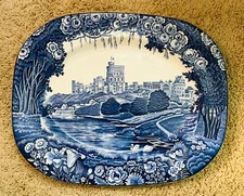 Vintage Enoch Woods Wood & Sons Blue Windsor Castle Extra Large Serving Platter