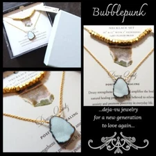 LUNA NORTE 14k Plated Brass Druzy Quartz Healing Necklace NIB msrp $45