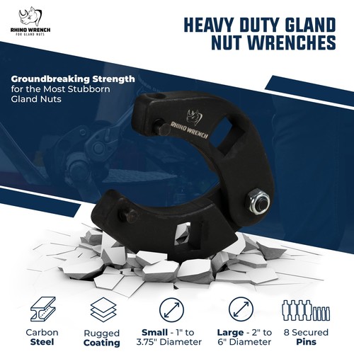 Llave de tuerca Rhino Gland - Juego de 2 llaves de cilindro hidráulico ajustables... - Imagen 3 de 6