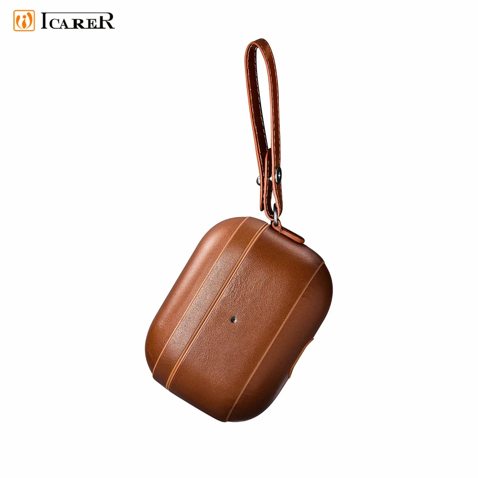 Práctica funda protectora de cuero genuino de lujo a prueba de golpes para Apple AirPods Pro 1st Foto 4 de 4