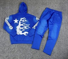 Hellstar Blue Sweatsuit Hoodie Men  s Streetwear Medium