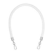 Braided Purse Strap 24" PU Leather Handbag Handle with Silver Buckle White