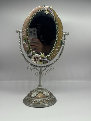 Freestanding Princess Vanity Mirror - Multicolor Enamel with Dragonfly Designs