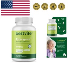 Pycnogenol 50mg 60 Capsules - French Maritime Pine Bark Extract - No Stearate...