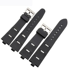 Watch Bands Compatible With BVLGARI Soft Rubber Replacement Wrist Strap BLACK
