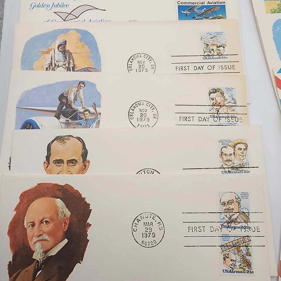 Vintage Aviation Airplane Pilot USA Theme First Day Issue Cover Card Lot 1970s - Image 2 of 4