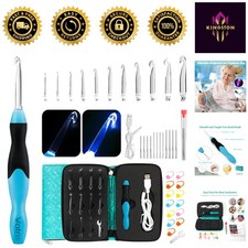 All-in-One Lighted Crochet Set - Ergonomic Hooks with Interchangeable Heads