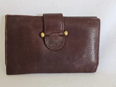 Vintage Fossil weiche braune Leder Clutch Geldbörse Druckknopf Reißverschluss Tasche Karte - Bild 1 von 4