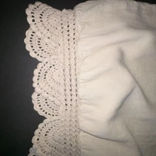 Pottery Barn Beige Linen Crochet Trim Standard Pillow Case Single