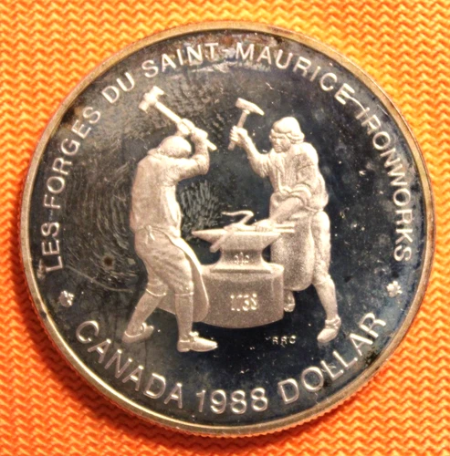 1988 Canada Silver Dollar Proof Ironworks Forge Saint Maurice Commemorative $1