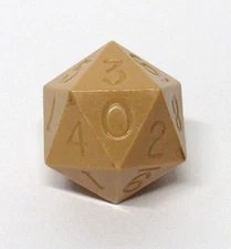 Vintage Armory Dice D20 Sharp Tan Brown 0-9 Twice RPG 1980s Uninked