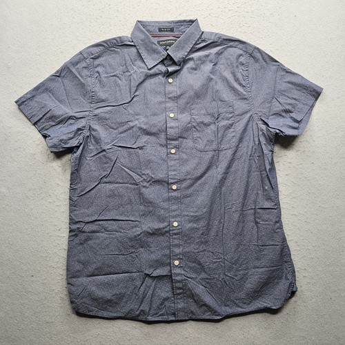 Banana Republic Herren XL blau gepunktet Kurzarm Slim Fit Button Down Hemd