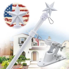 House Flag Pole Kit - 5ft Tangle Free Flag Pole Holder  Outside House,Heavy Duty