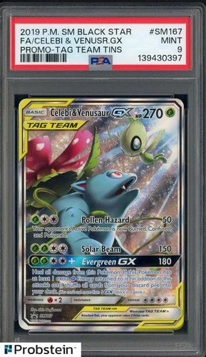 2019 Pokemon SM BSP Tag Team Tins #SM167 FA Celebi & Venusaur GX PSA 9 MINT
