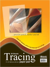BAZIC Tracing Paper Pad 30 Sheets 9" X 12", White Translucent Calligraphy Archit