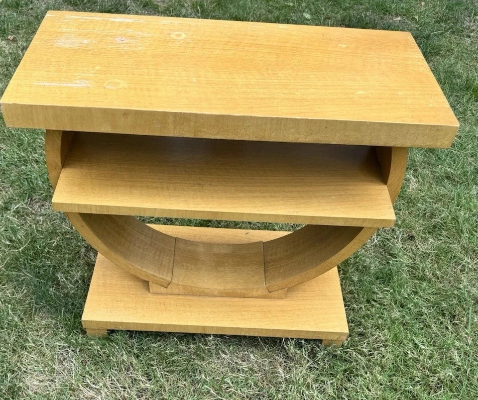 Rare 1920-1940s Gilbert Rohde Brown Saltman Style Art Deco “Ring” Wood End Table - Image 2 of 4