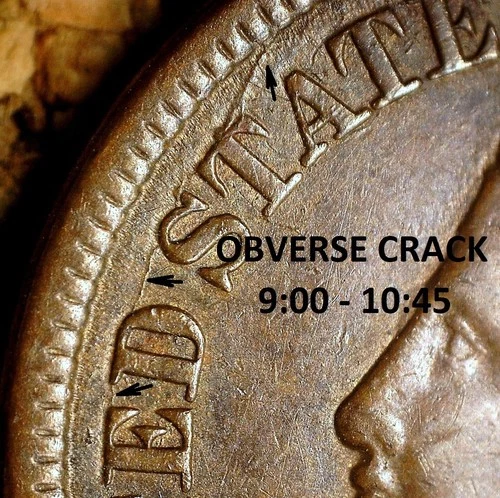 1890 Indian Head Cent - VERY FINE, OBVERSE CRACK, POSSIBLE REPUNCHED DATE (K568)