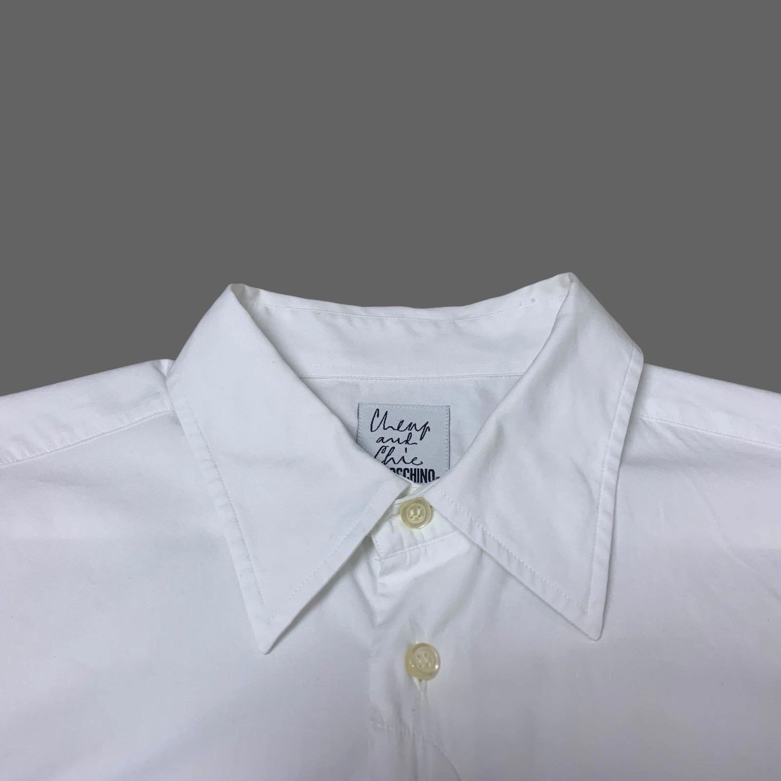 Camicia Moschino economica e chic con bottoni bianca taglia 17 43 XL ricamata