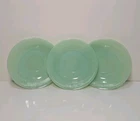 Fire-King Oven Glass JADEITE Green Milk Glass JANE RAY 5 3/4" SAUCER SET OF 3