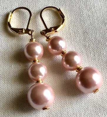 🌟 Boucles d’oreilles, perles de culture roses naturelles ⭐️ - Photo 1/3
